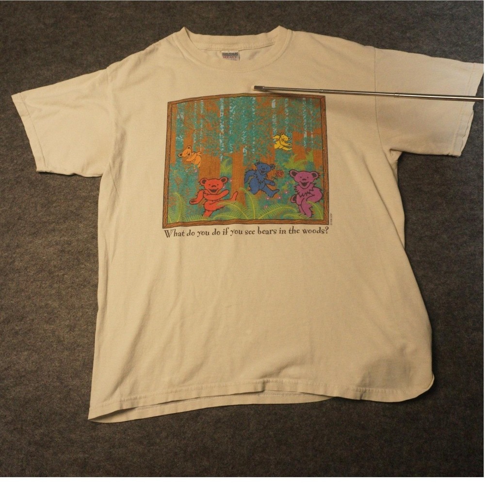 Vintage 1998 Grateful Dead Play Dead Rock Band Concert T Shirt Cream Mens XL